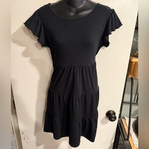 4/$16 Just Be Black Tiered Mini Dress with Pockets